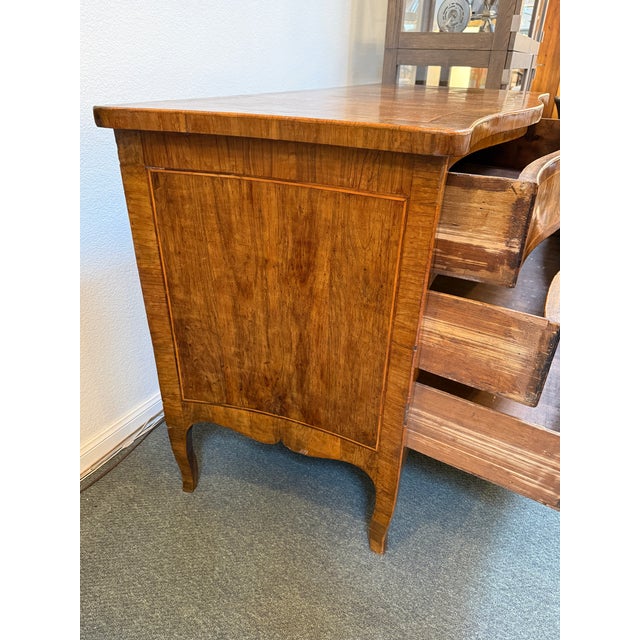 Antique Italian Rococo Walnut + Burl Commode For Sale - Image 12 of 14