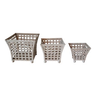 Trio of Vintage Lattice Jardinieres For Sale