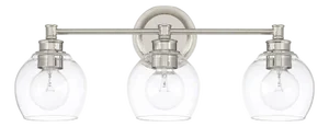 24 Inch 3 Light Bath Vanity Light in Polished Nickel and Clear Glass