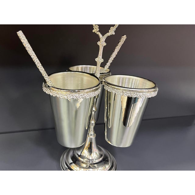 Silver Plated and Brass Spoon Cutlery Holder For Sale - Image 4 of 11