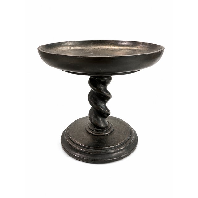 1970s Solid Wood Black Barley Twist Pedestal Compote For Sale In San Diego - Image 6 of 6