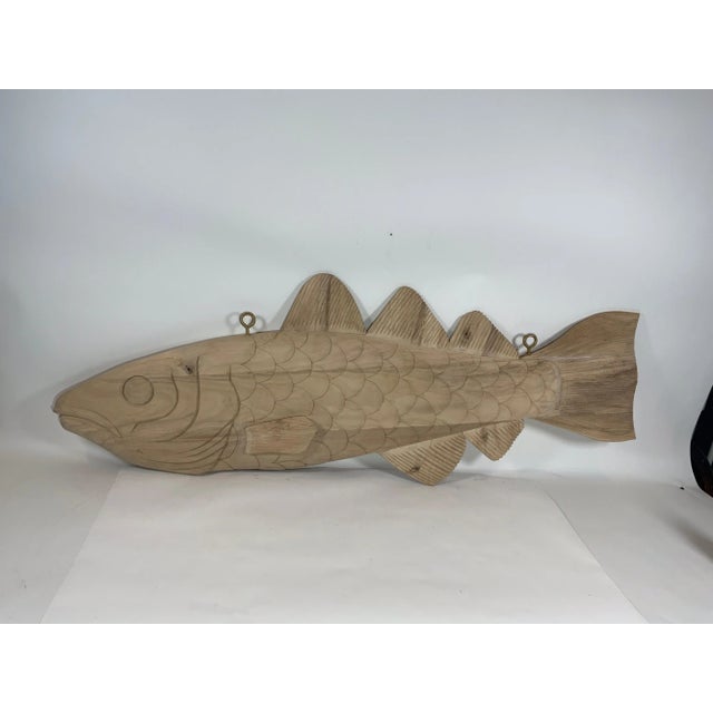 2010s Six Foot Carved Wood Codfish For Sale - Image 5 of 12