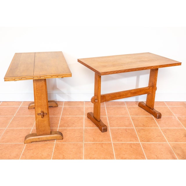 Light Oak Refectory Trestle Tables, 1920, Set of 2 For Sale - Image 12 of 18