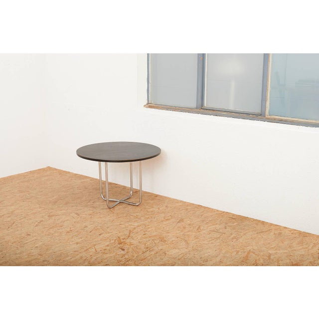 Side Table in Chrome-Plated Tubular Steel with Black Ash Veneer Top For Sale - Image 9 of 10