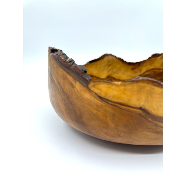 Hand-Carved 10.25" Olive Wood Live Edge Bowl – Handcrafted in Peru For Sale - Image 9 of 11
