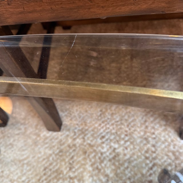 Mastercraft Hollywood Regency Brass Hoof Feet Coffee Table Racetrack Glass Top For Sale - Image 12 of 13