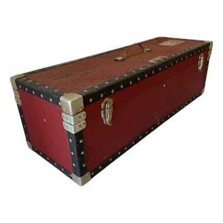 Vintage Mole Richardson Co Maroon Red Specialty Luggage Travel Trunk For Sale