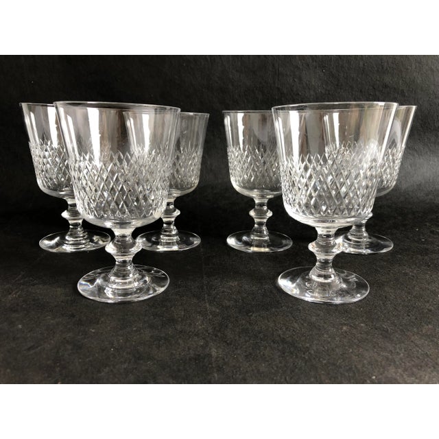 Mid-Century Modern Midcentury Light Weight Crystal Wine Glasses Set of 6 For Sale - Image 3 of 6