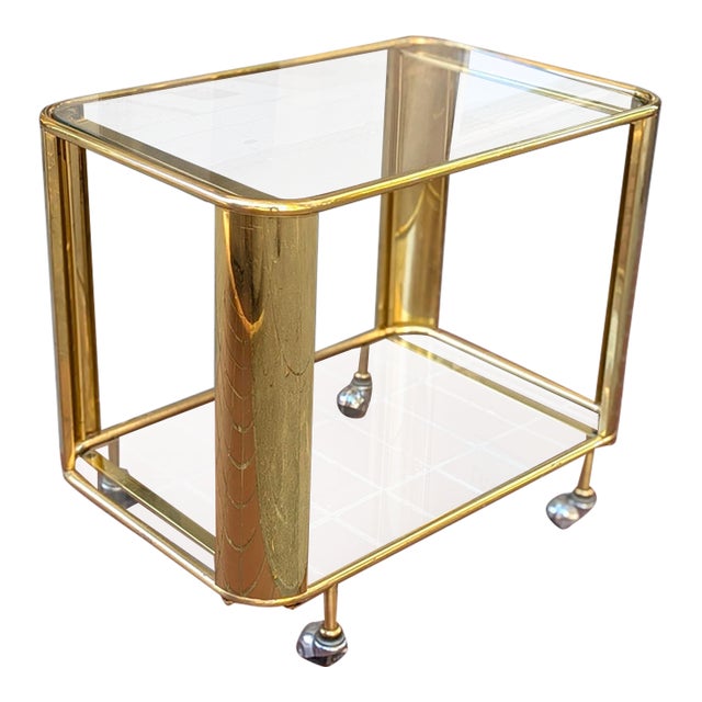 Vintage Two-Tier Bar Cart With a Tubular Brass For Sale