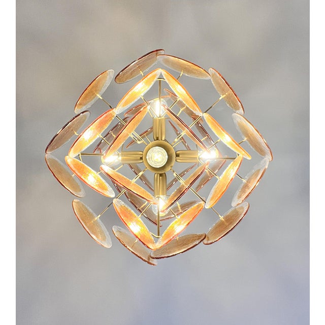 Vintage Italian Amber Murano Glass Chandelier, 1990s For Sale - Image 17 of 18