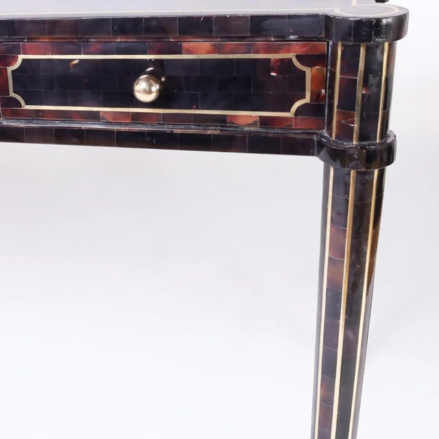 Burnt Umber Mid-Century Pen Shell Desk or Writing Table by Maitland-Smith For Sale - Image 8 of 10