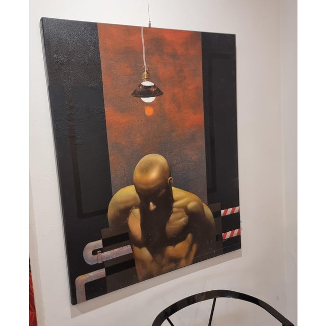 Roberto Nezzi, Nude Man, Mixed Media on Canvas, 2000 For Sale - Image 8 of 9