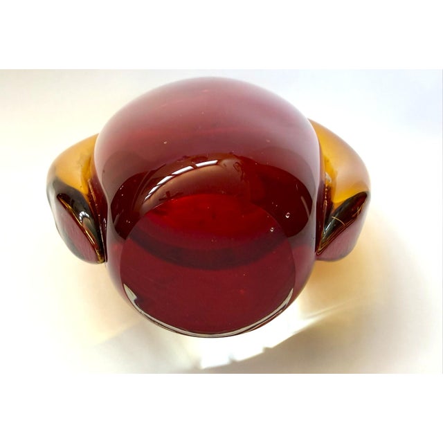 Murano Style Sommerso Art Glass Vase in Red and Amber For Sale - Image 12 of 12