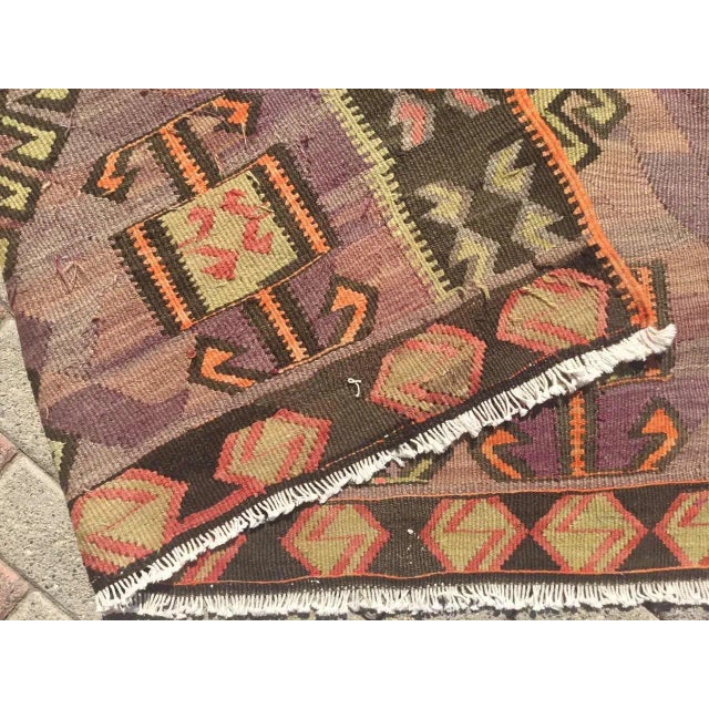 Rare Find - Eastern Turkish Oversized Vintage Kilim - 59" X 161" For Sale - Image 10 of 11