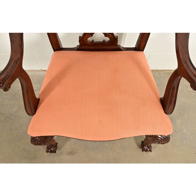 Wood Baker Furniture Chippendale Carved Mahogany Dining Chairs, Set of Ten For Sale - Image 7 of 12