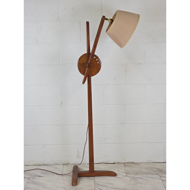Solid Wood Cushman Tripod Adjustable Floor Lamp For Sale In Richmond - Image 6 of 8