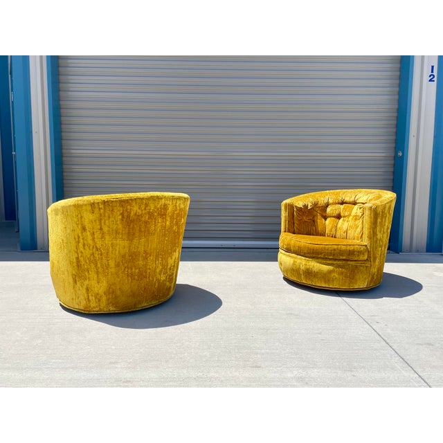 Vintage Yellow Velvet Swivel Lounge Chairs a Pair Chairish
