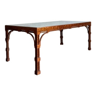 Vintage Regency Faux Finished Fretwork Dining Table For Sale