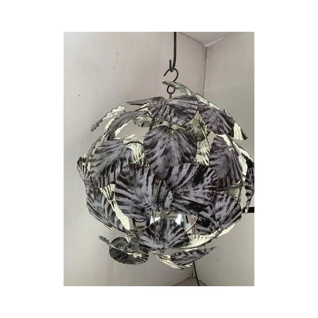 Glass White Leaves Sphere Suspension Pendant from Simoeng For Sale - Image 7 of 10