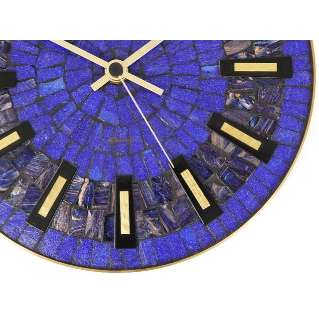 Modern German Blue Mosaic Wall Clock, 1950s For Sale - Image 13 of 18