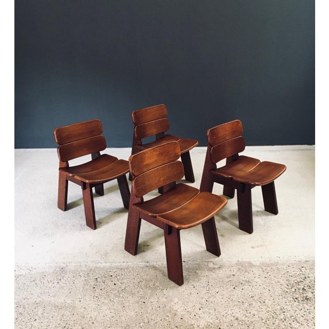 Constructivist Oak Dining Chairs, Belgium, 1960s, Set of 4 For Sale - Image 4 of 18