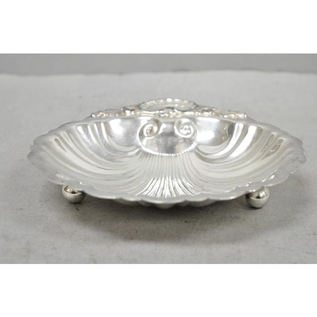 Vintage English Regency Style Silver Plated Small Clam Shell Trinket Dish For Sale - Image 9 of 13