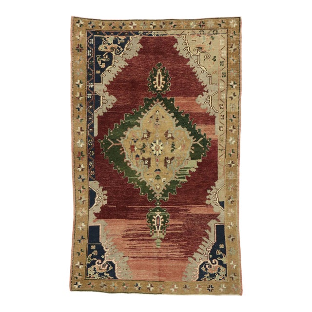 Vintage Turkish Oushak Rug, 04'00 X 06'05 For Sale
