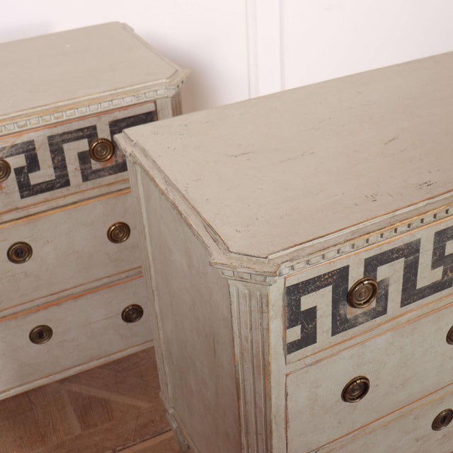 Wood Swedish Pine 3-Drawer Commodes, Set of 2 For Sale - Image 7 of 14