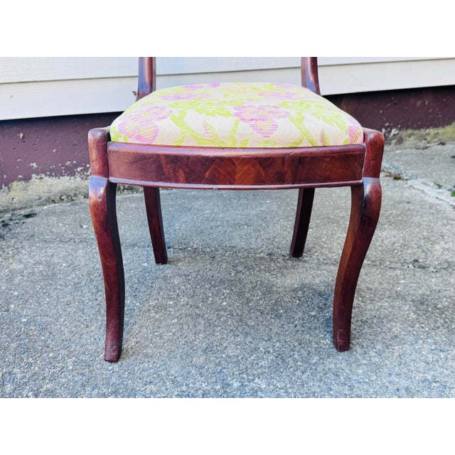 Vintage Victorian Solid Mahogany Floral Carved Side Chair For Sale In Boston - Image 6 of 7