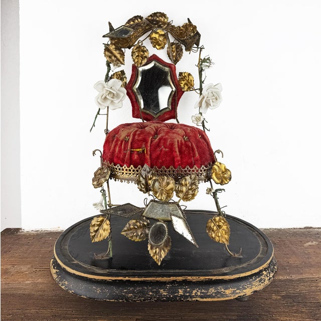 Antique French Napoleon III Ormolu Marriage Globe with Red Velvet Cushion Display, 1890s For Sale - Image 13 of 13
