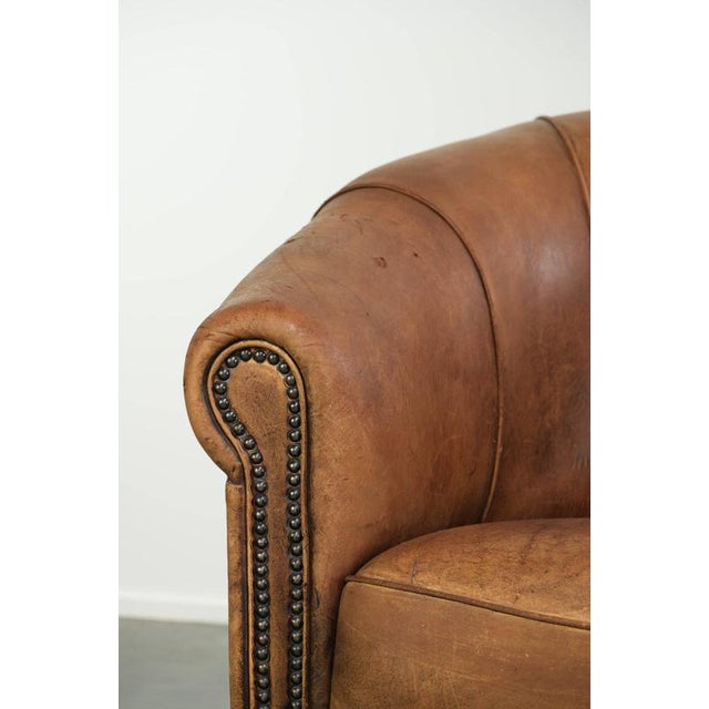 Vintage Sheepskin Club Armchair For Sale - Image 10 of 15