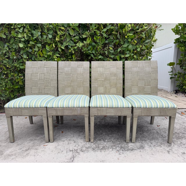 Contemporary Braxton Culler Chart House Dining Chairs With Woven Rattan Backs, Set of 4 For Sale - Image 3 of 17