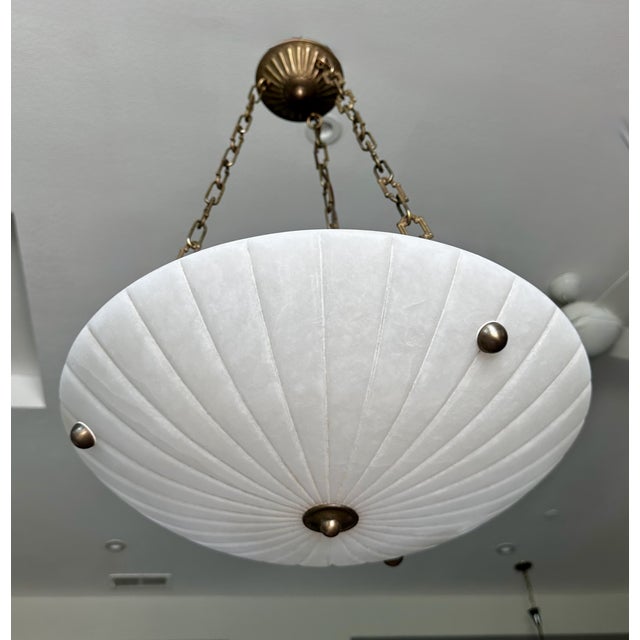 1970s Directoire Style French Alabaster Pendant Chandelier For Sale - Image 11 of 18
