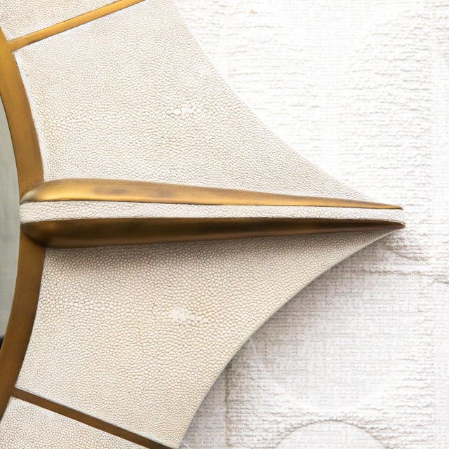 Modern Modern Mirror in Cream Shagreen With Bronze Patina Brass by R&y Augousti For Sale - Image 3 of 9