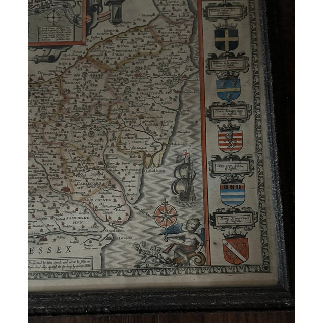 17th Century Antique Map of Suffolk, England by Cartographer John Speed, Circa 1610 For Sale - Image 5 of 9