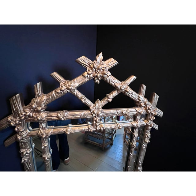 GORGEOUS vintage feaux-bois Hollywood regency style gold guilt bamboo style wood mirror. A perfect luxurious addition to...