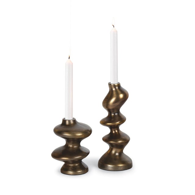 Blobby Candle Holder Set, Brass For Sale In Detroit - Image 6 of 6