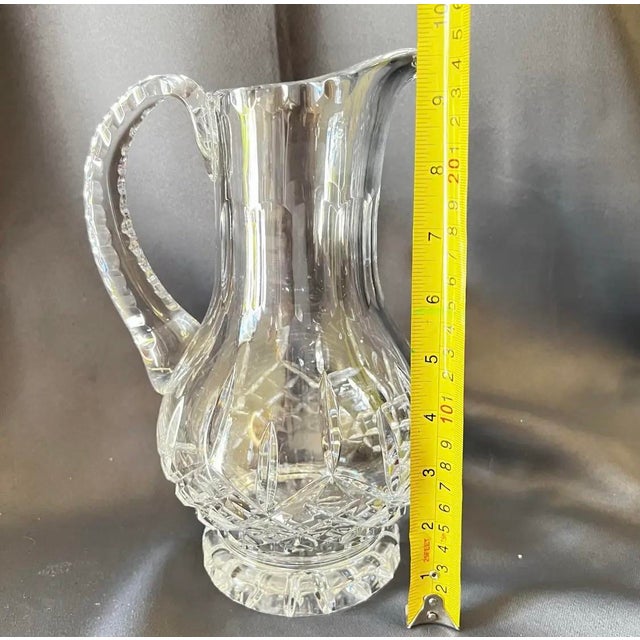 Vintage Cut Crystal Vase Vessel Pitcher, Hobstar & Starburst Pattern For Sale - Image 4 of 10