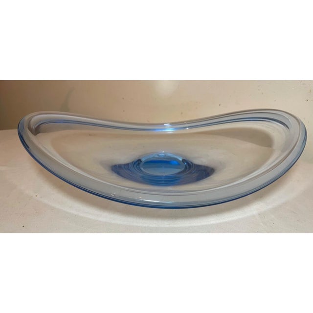 Blue 1980s Huge Per Lutken for Holmegaard Denmark Modern Blue Glass Centerpiece Fruit Bowl For Sale - Image 8 of 10