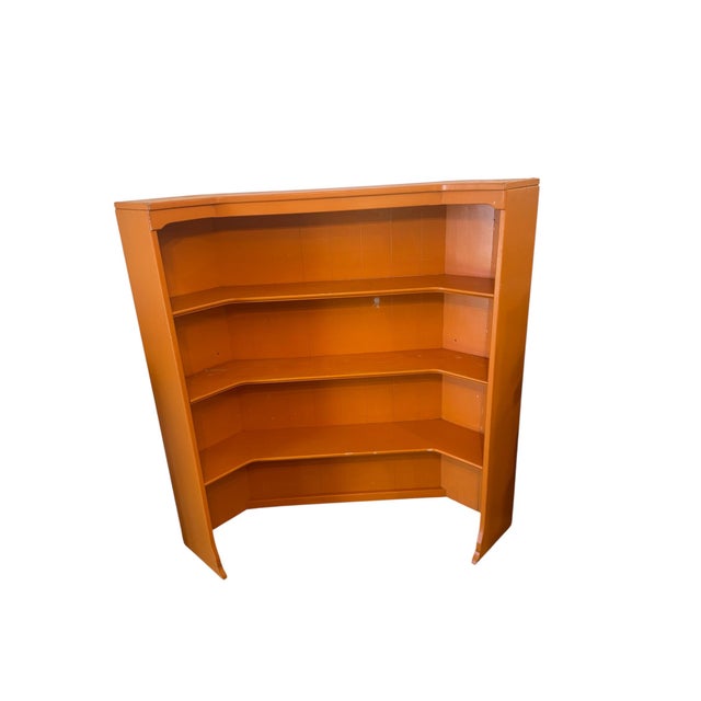 Wood Vintage Ethan Allen American Traditional Painted Corner Desk With Bookcase Hutch For Sale - Image 7 of 8