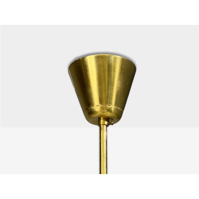 Swedish Modern, Chandelier, Brass, Mahogany, Glass, Sweden, 1940s For Sale - Image 11 of 11