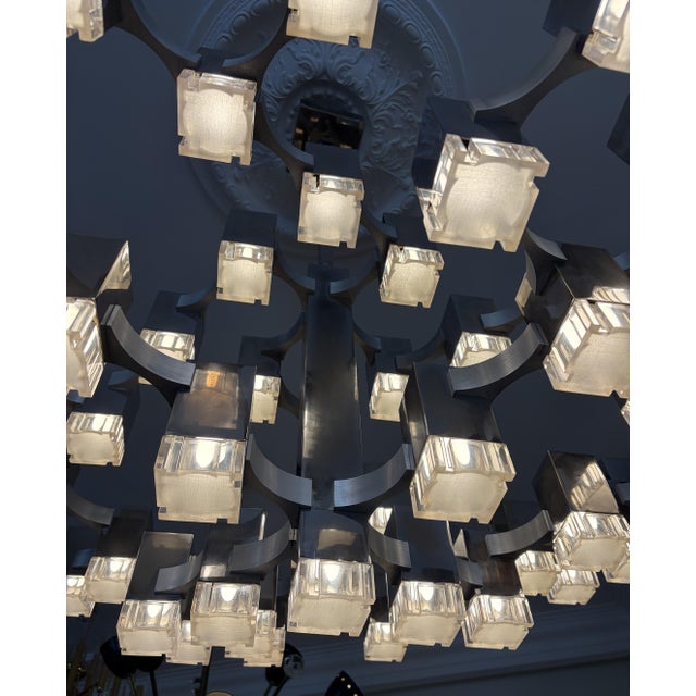 Metal Large Mid-Century Italian Cubic Chandelier by Gaetano Sciolari, 1970 For Sale - Image 7 of 17
