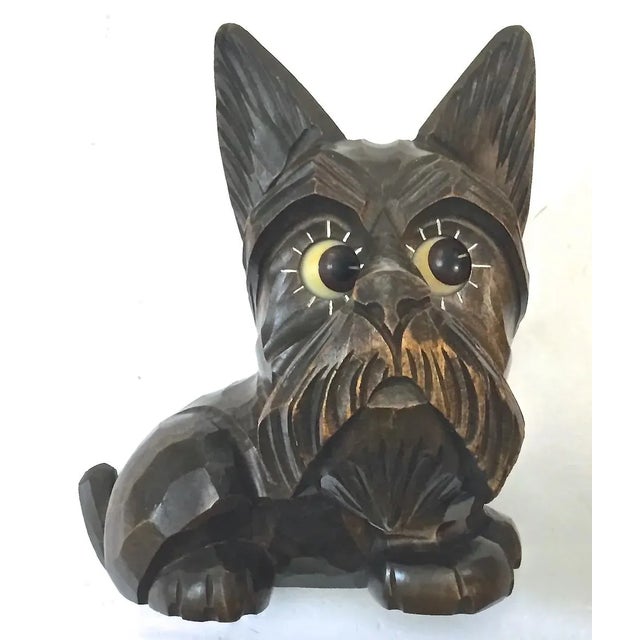 Early 20th Century Vintage Black Forest Googly Eyed Terrier Clock For Sale - Image 5 of 6