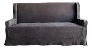 Slip Covered Settee Bench in Stone Washed Linen