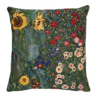 Klimt Flowers II Tapestry Cushion With Feather Filler - 46x46cm (18"x18") For Sale