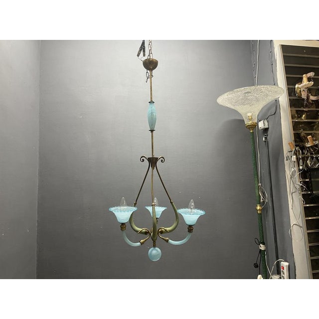 Italian Blue Murano Glass Chandelier, 1950s For Sale - Image 16 of 18