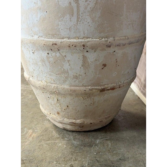 Whitewashed Terracotta Storage Vessel With Ribbed Form For Sale - Image 4 of 10