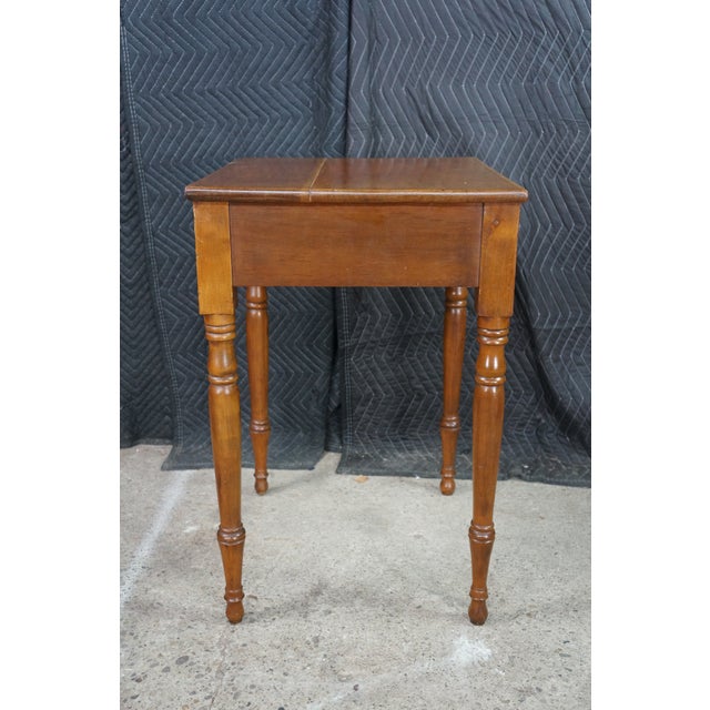 Antique 19th C. Early American Primitive Cherry Side Accent Table Nightstand 29" For Sale - Image 11 of 18