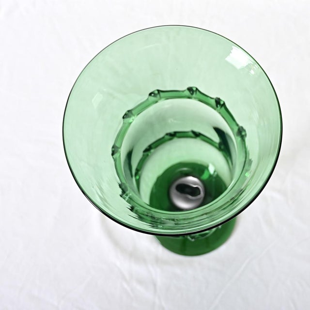 Green French Vintage 20th Century Large Glass Vase For Sale - Image 8 of 10