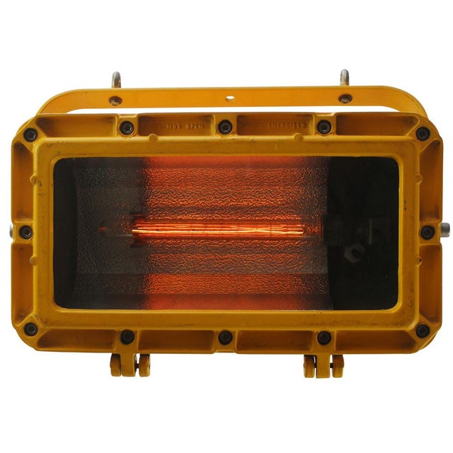 Yellow Cast Iron Clear Glass Airport Light For Sale - Image 5 of 8